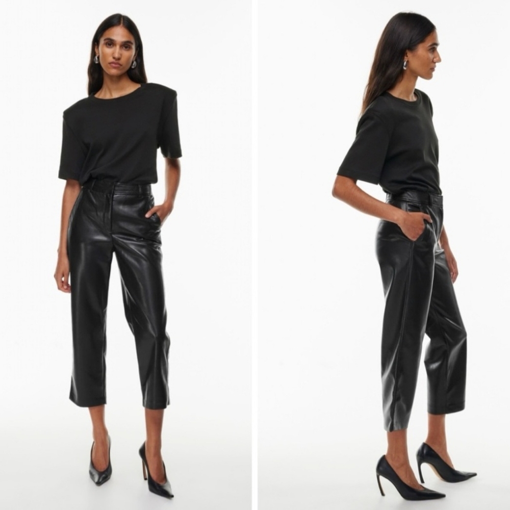 Aritzia Black Cropped Leather Pants
